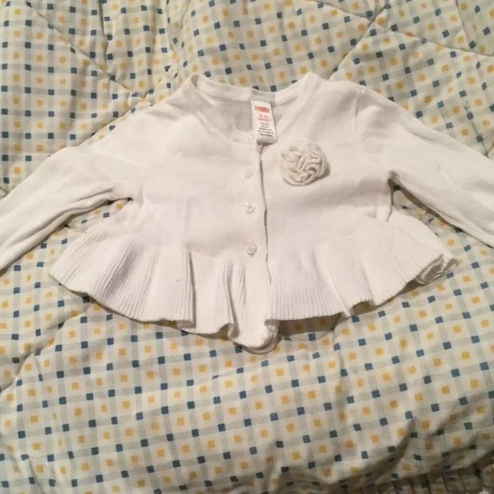 Gymboree White stain free ruffle peplum sweater